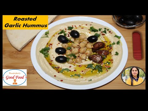How To Make Roasted Garlic Hummus | Hummus Without Tahini | Hummus Recipe By Ruchika's Good Food