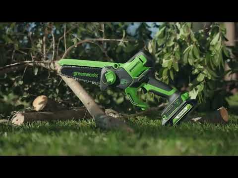 Миниатюра изображения товара Пила цепная аккумуляторная Greenworks GD24CSMNX бесщеточная 24V 15см / 2008707UA (c АКБ 2Ач и ЗУ)