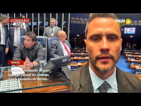 Vídeo: Cleitinho e senadores ocupam mesa do Senado em protesto contra Alexandre de Moraes.