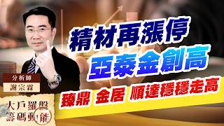 精材再漲停亞泰金創高臻鼎 金居 順達穩穩走高｜大戶羅盤籌碼動能 ｜謝宗霖 (圖)