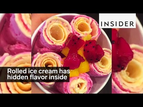 This rolled ice cream has a hidden flavor inside
