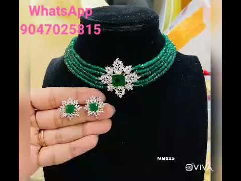 #awesome crystel choker necklace set designs#suji one gram gold jewellery collections