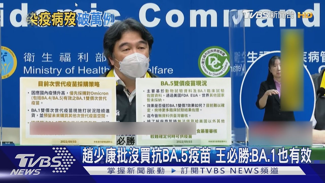 趙少康批沒買抗BA.5疫苗 王必勝:BA.1也有效