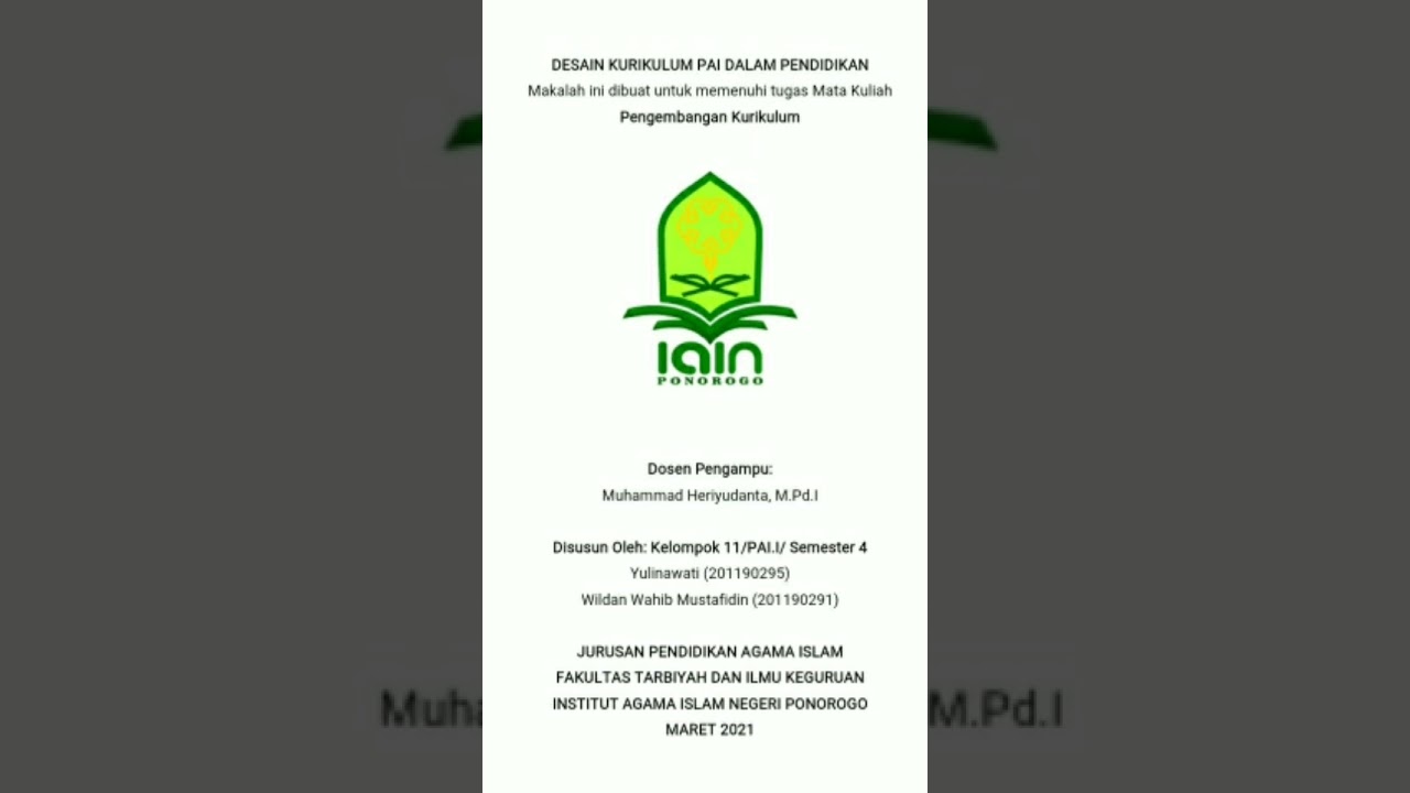 Desain kurikulum Pai dalam pendidikan