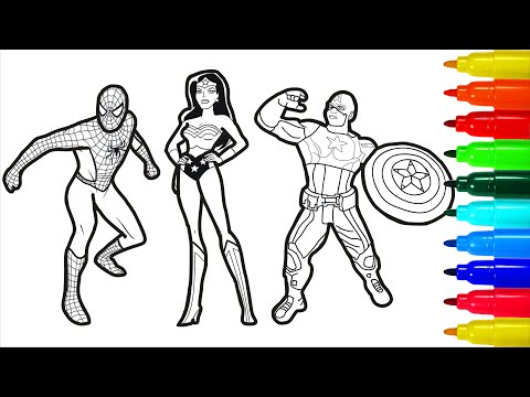 Spiderman Wonder Woman Iron Man Wolverine Captain America Batman Coloring Pages