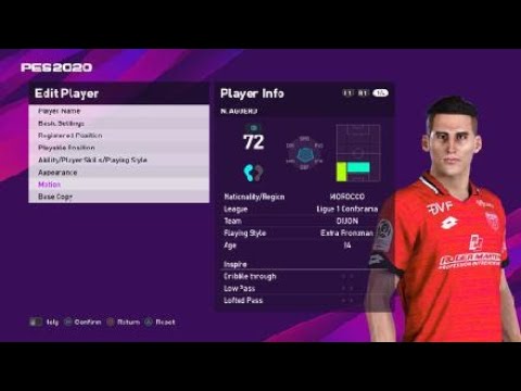 Nayef Aguerd face e football pes 2020 Dijon