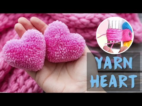 How to Make Yarn Heart | Easy Pom Pom Heart Making with Fork | Craft Ideas with Wool