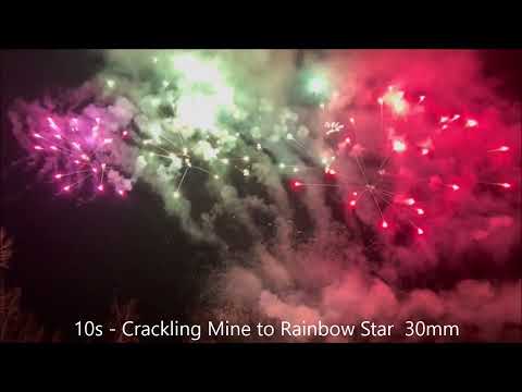Pyroland Pro 10 shot crackling mine to rainbow star