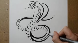 Смотреть онлайн Как поэтапно карандашом нарисовать змею