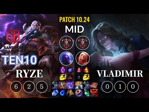 SB Ten10 Ryze vs Vladimir Mid - KR Patch 10.24