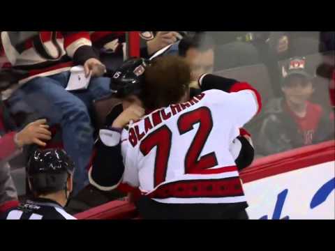 Nicolas Blanchard vs Zack Smith Fight (Carolina Hurricanes vs Ottawa Senators April 16, 2013) NHL HD