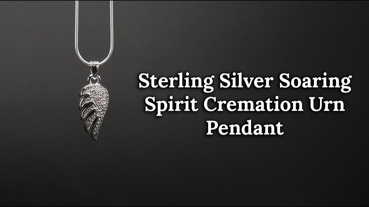 Silver Cremation Urn Pendant:  Sterling Soaring Spirit Wing (2019)