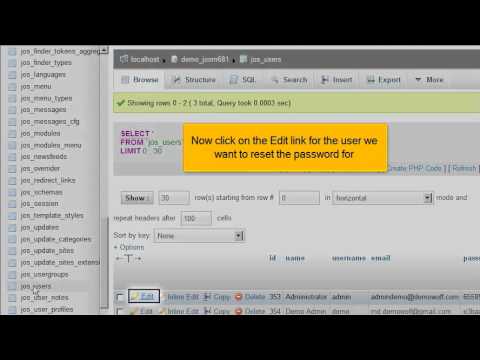 Joomla!: How to Reset Your Admin Password Using phpMyAdmin