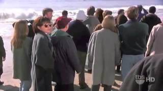 When George pretends to be a marine biologist to impress his new girlfriend, they come across a crowd of people during a seaside stroll. After learning that a beached whale is dying, Larry David is heard asking, "Is anyone here a marine biologist?" It's a simple but hilarious line that puts George in another sticky situation.