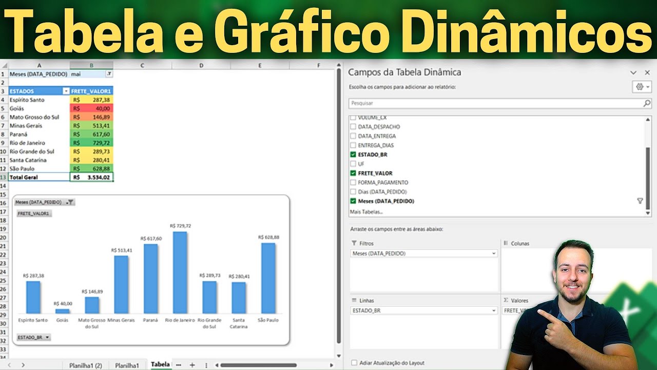 Tabela Dinâmica e Gráfico Dinâmico com Exemplo Prático | Guia Completo no Excel