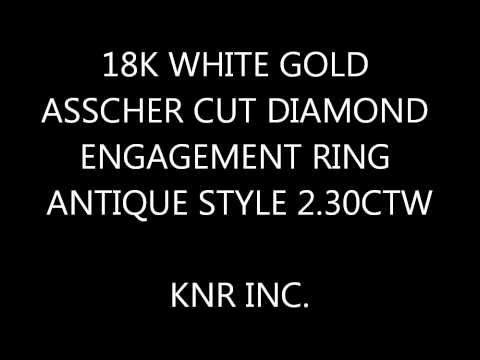 18K WHITE GOLD ASSCHER CUT DIAMOND ENGAGEMENT RING ANTIQUE STYLE 2.30CTW - KNR INC - 421