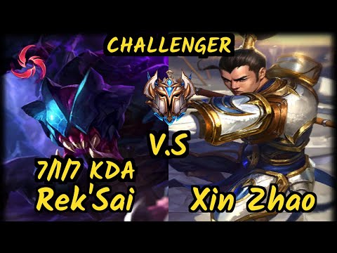 SAND OnFleek (REK'SAI) vs XIN ZHAO - 7/1/7 KDA JUNGLE CHALLENGER GAMEPLAY - KR