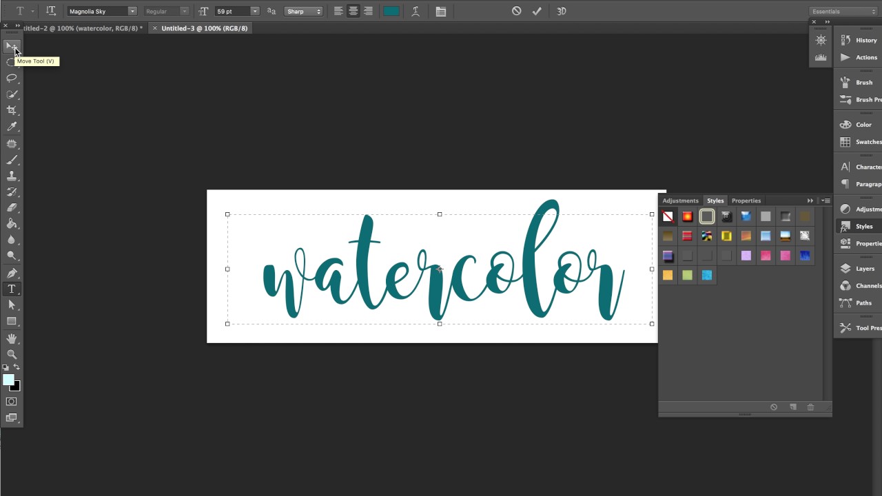 watercolor text styles