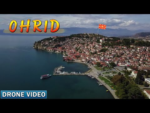 Panorama view from above Lake & City OHRID, Macedonia [Drone Video Footage] Охрид, Македонија 🇲🇰