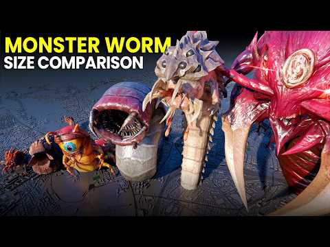 3D Monster Worms & Sandworm Size Comparison 2026 | SAGE CENTIPEDE VS GOD WORM
