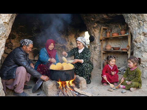 Afghan Family Cooking Traditional Tripe Balls Over Fire | Ancient Village Life ❄️🔥