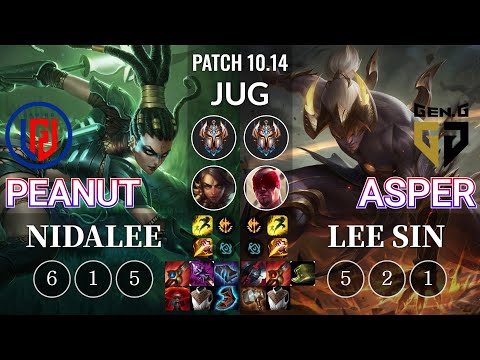 LGD Peanut Nidalee vs GEN Asper Lee Sin Jungle - KR Patch 10.14