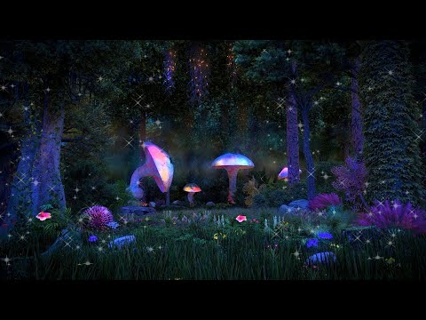 Enchanted Forest Night Ambience ✨🍄🌲 Mystical atmosphere, calming nature sounds & occasional rain.