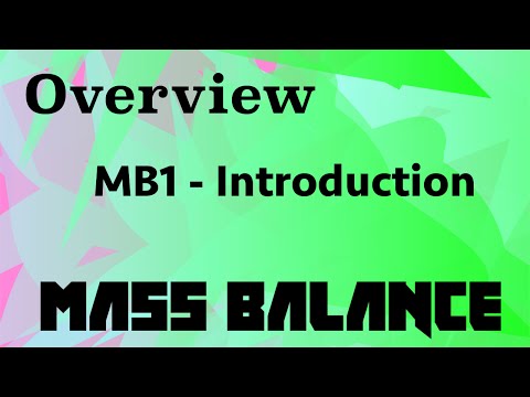 OVERVIEW of Block 1 - Introduction to Mass Balance