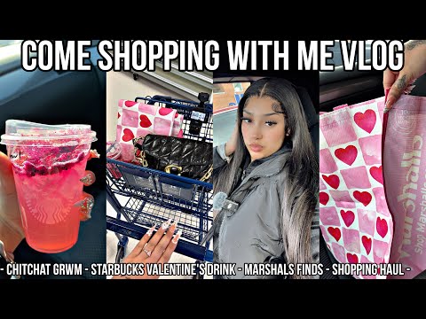 COME SHOPPING WITH ME VLOG *chitchat grwm, Starbucks valentines drink, marshals finds, haul*