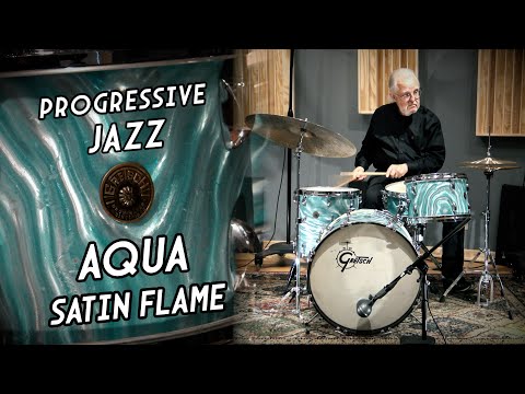 Gretsch 20/12/14/5.5x14" Progressive Jazz Round Badge Drum Set -  60's Aqua Satin Flame image 25