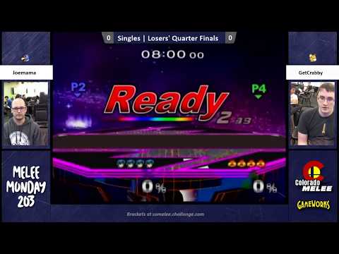 Melee Monday 203 Singles LQF Joemama (Sheik) vs. GetCrabby (Marth/Fox)