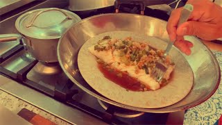 Quick Steamed Fish Fillet and Roasted Napa Cabbage