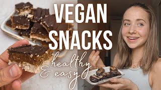 VEGAN SNACKS (healthy & easy!!) millionaires bars, vegan bounty, chocolate-chip cookies // annrahel