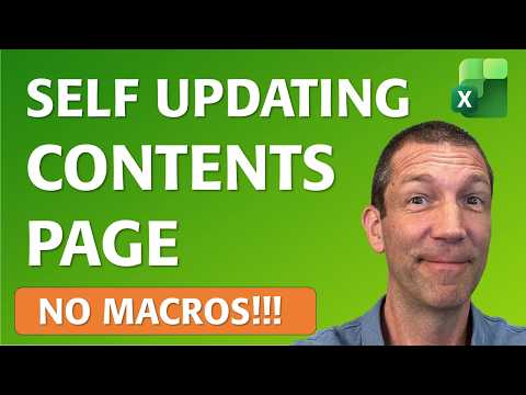 Excel: Dynamic Contents Page - No Macros Excel: Dynamic Contents Page - No Macros