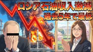 【大打撃】ロシア・国を支える石油ガス収入が過去5年で最低記録！ウクライナ情勢、軍事、経済、外交の最新情報解説