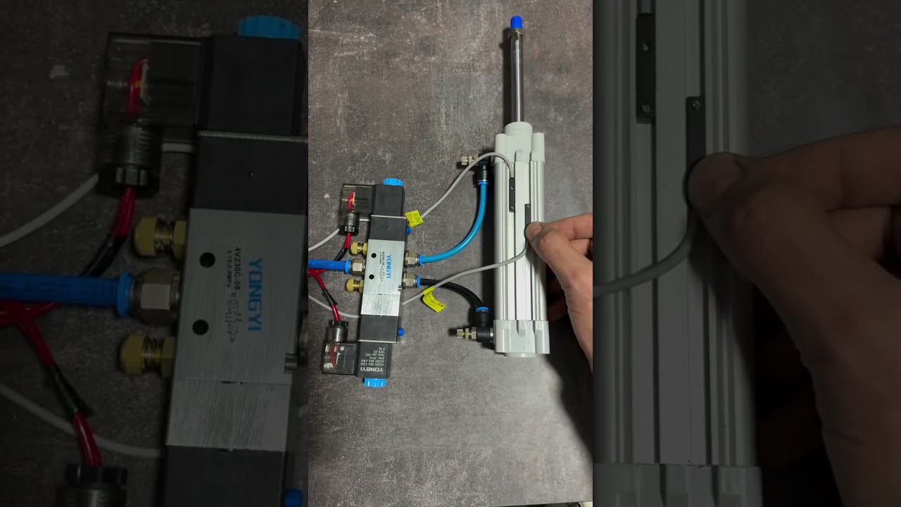 Magnetic sensor working with pneumatic air cylinder ⚡⚡💡💡@PneumaticAddict #youtubeshorts #trending