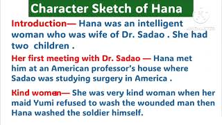 Character Sketch of Hana Class12 || character sketch of hana #charactersketch #englishclass12th#hana