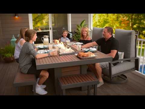 The Outdoor GreatRoom Company Kenwood 80-Inch Linear Gas Fire Pit Dining Table Overview