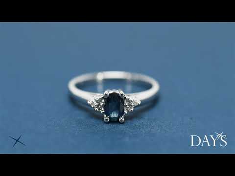 Oval Sapphire Ring in 10kt White Gold with Diamonds (.04ct tw)