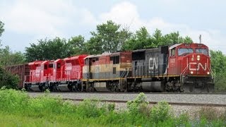 preview picture of video 'CP SD30C-ECO ECO locomotives # 5003 & 5009 in transit on CN M335-02!!!!!!!!!!!!!!!!!!!! (6-2-2013)'