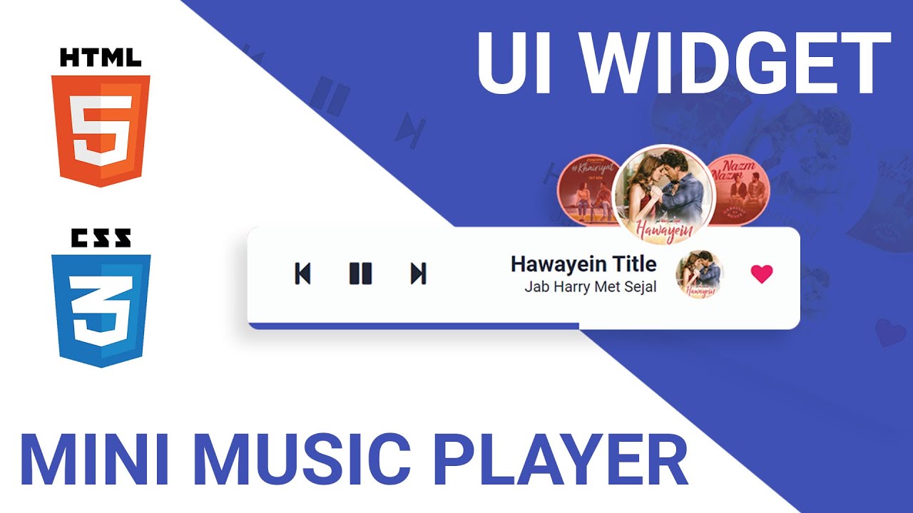 UI Widget Design Tutorial - Mini Music Player | HTML CSS Speed Coding