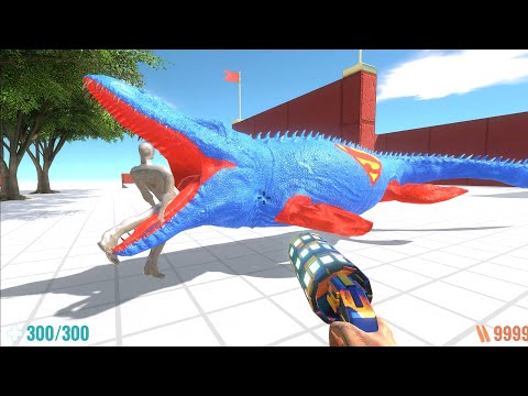 FPS DEATH RUN vs SUPERMAN MOSASAURUS - Animal Revolt Battle Simulator ARBS