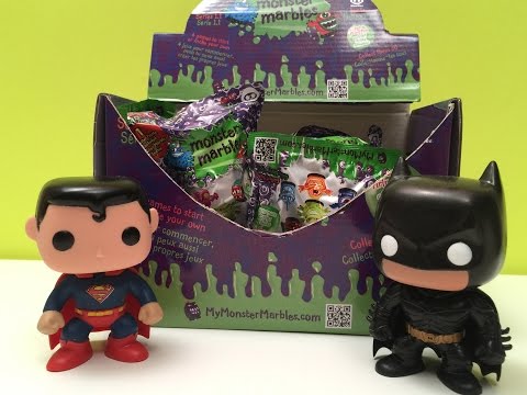 MONSTER MARBLES Surprise bags with Superman Batman Pop Heroes Video