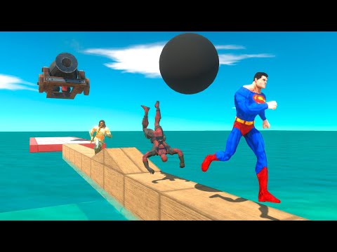 Superheroes Run Away from a Cannonball - Animal Revolt Battle Simulator