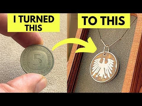Unbelievable Coin Transformation: 1984 5 Deutsche Mark to Tiger Eye Inlaid Necklace #jewelry #diy