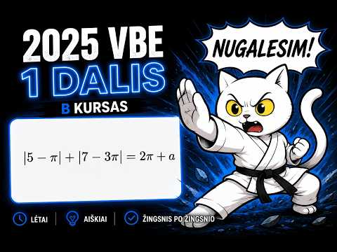 2025 Matematikos VBE 1 dalis (B kursas) – Pilnas Sprendimas | Lėtai ir Aiškiai