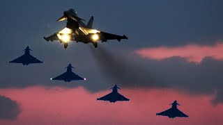 🇬🇧 Pink Sunset Typhoon Jets Landing at RAF Coningsby