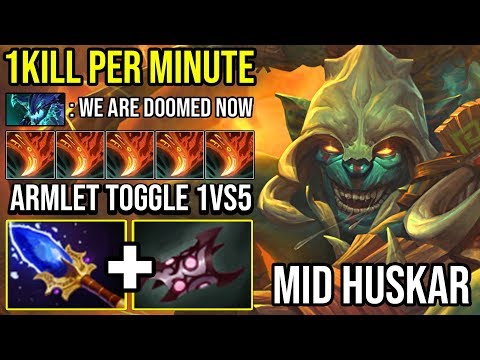 Amazing Mid Huskar Armlet Toggle Ez 1 Vs All + Almost 1Kill Per Min & Infinite Life Break DotA 2