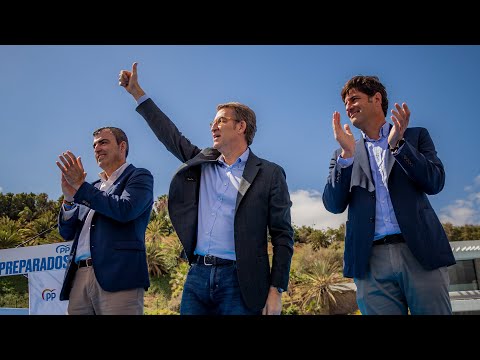 Alberto Núñez Feijóo interviene en un acto junto a Manuel Domínguez en Canarias