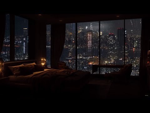 New York City Showers At Night - Relax With The Sound Of Rain On A Soft Bed ????